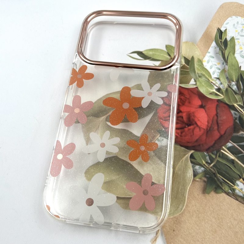 قاب گوشی iPhone 17 Pro آیفون Flower Case شفاف لوکس طرح گل لنز Copper کد 399538 - Image 2