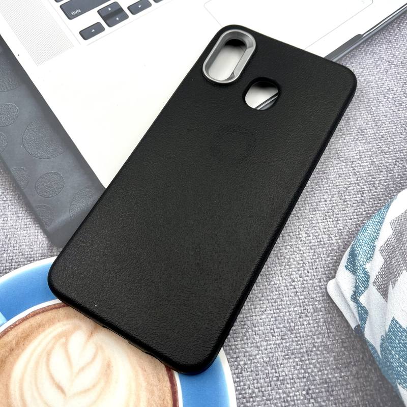قاب گوشی Galaxy A20 / A30 سامسونگ Texture سیلیکونی Leather Case لنز کرومی مشکی کد 402159 - Image 2