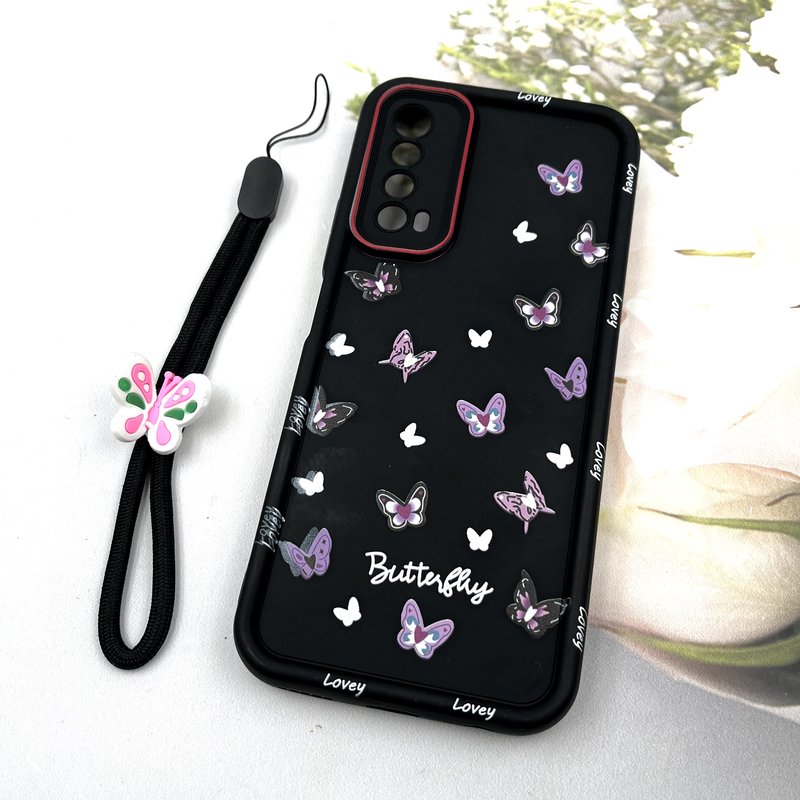 قاب گوشی Huawei Y7A هوآوی Strap Case سیلیکونی سولید ضد ضربه همراه بند مچی محافظ لنز دار طرح پروانه کد 402731 - Image 2
