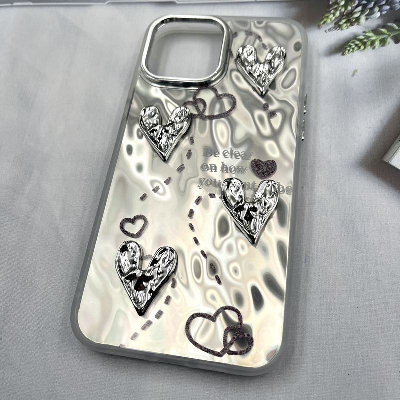 قاب گوشی iPhone 13 Pro Max آیفون Super Wave هولوگرامی طرح قلب برجسته لوکس لنز سیلور کد 404648 - Image 2