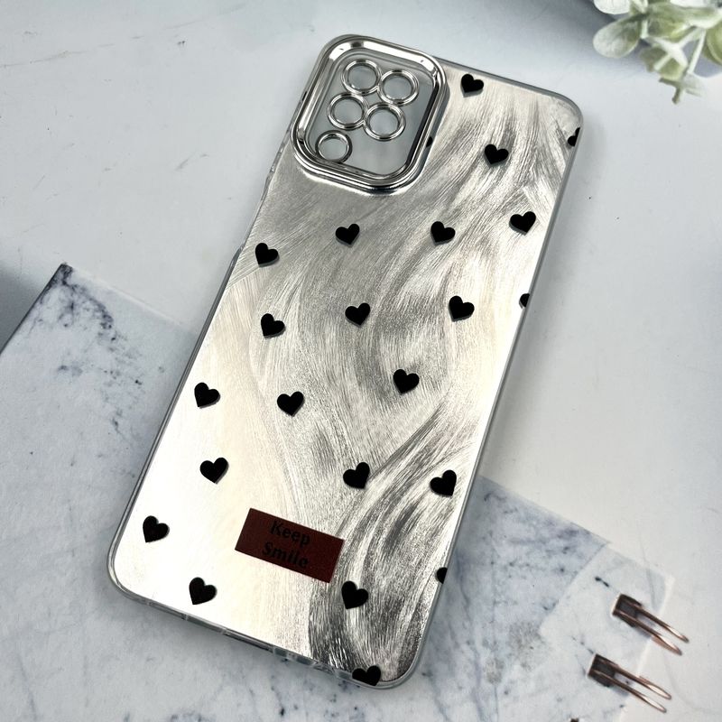 قاب گوشی Galaxy A12 / Galaxy M12 سامسونگ Brush Cover اطلسی Silver محافظ لنز دار طرح قلب کد 412875 - Image 2