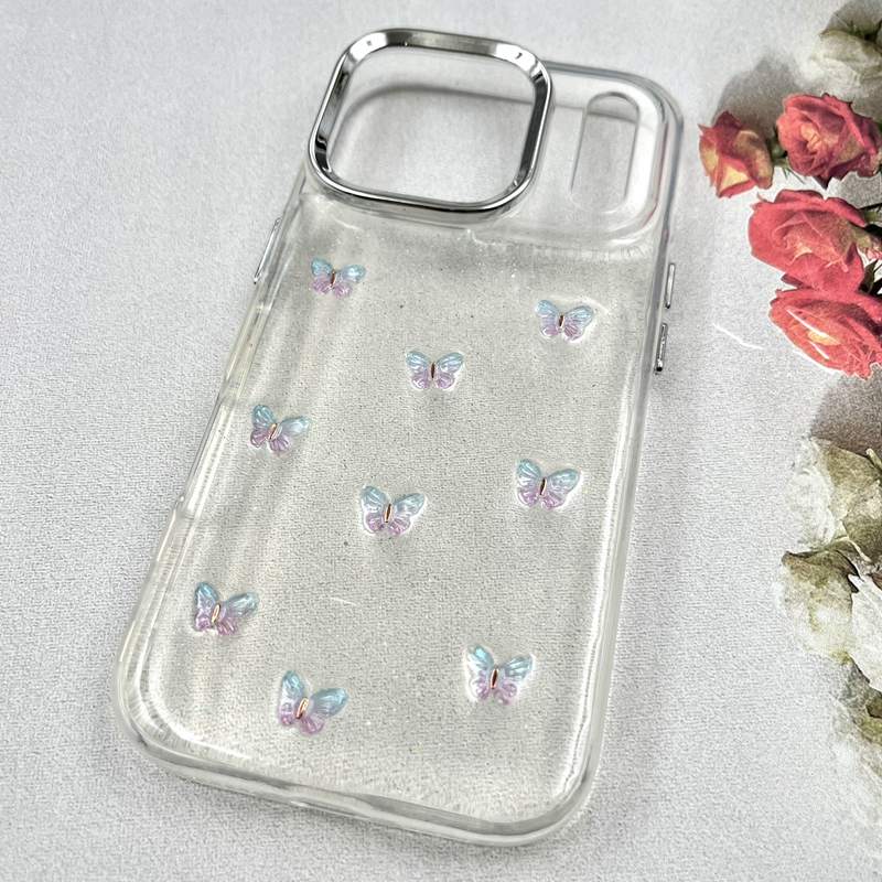 قاب گوشی iPhone 17 Pro آیفون Luxury Case سوپر شاین لنز Silver پروانه رنگی کد 416506 - Image 2