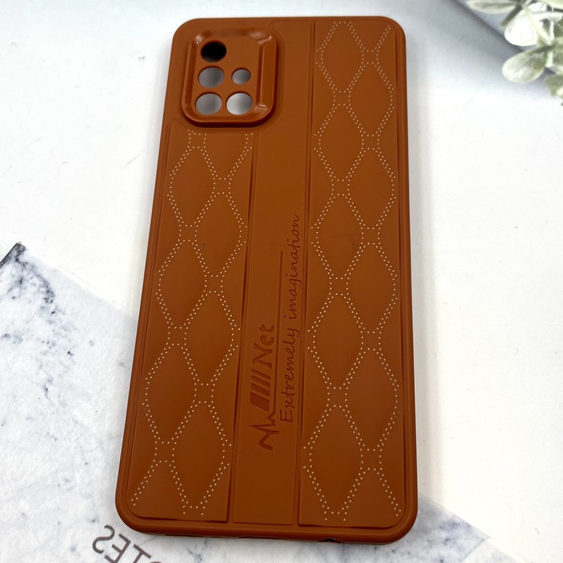 قاب گوشی Galaxy A71 سامسونگ پافری لوزی طرح دوخت محافظ لنز دار عسلی کد 420560 - Image 2