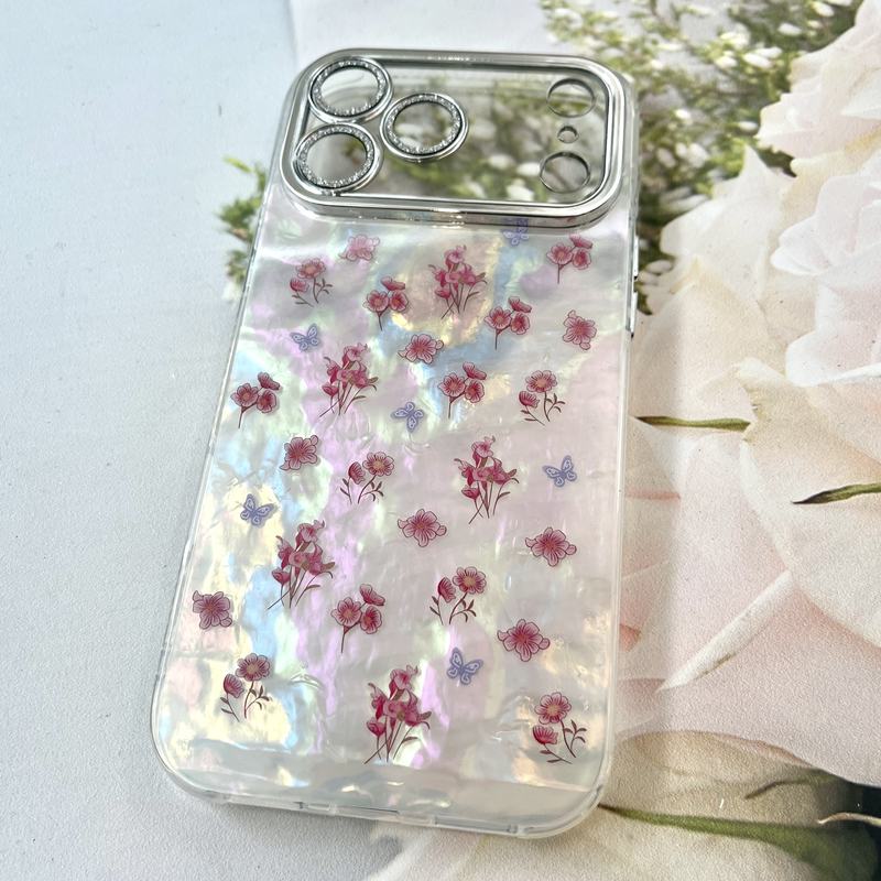قاب گوشی iPhone 17 Pro Max آیفون iCe Case پینترستی طرح گل یخی ضد ضربه محافظ لنز دار سواروسکی گلسی کد 433901 - Image 2