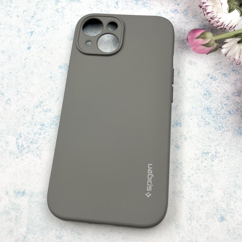 قاب گوشی iPhone 13 آیفون سیلیکونی Spigen اورجینال داخل پارچه ای محافظ لنز دار تیتانیوم کد 437496 - Image 2