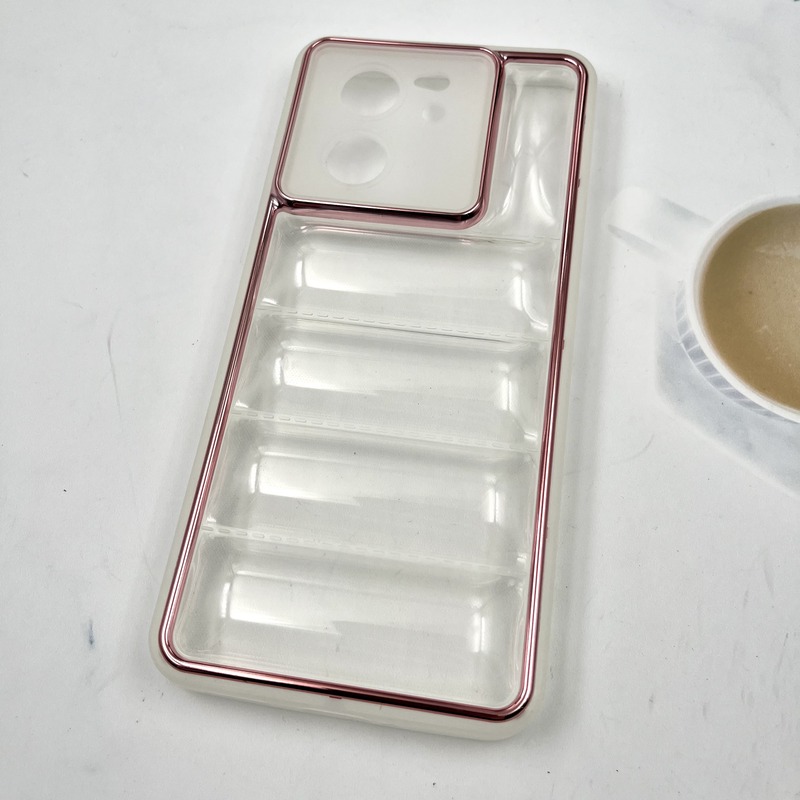قاب گوشی Xiaomi 13T / Xiaomi 13T Pro شیائومی Puffer Case پافری سیلیکونی شفاف ضد ضربه محافظ لنز دار رزگلد کد 438206 - Image 2
