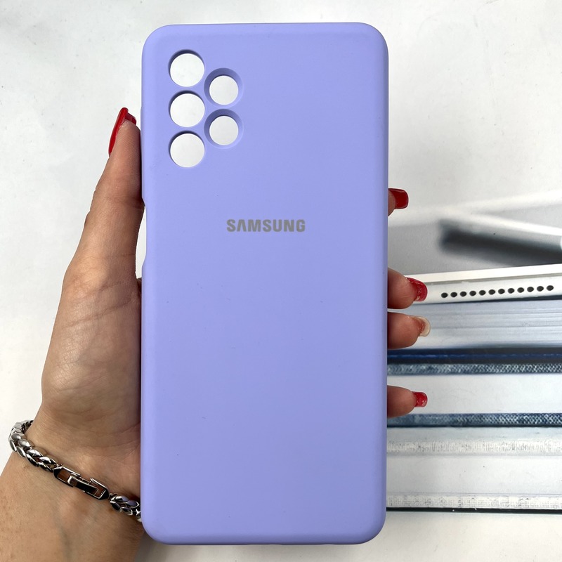 قاب گوشی Galaxy A13 4G / Galaxy A04S سامسونگ سیلیکونی پاک کنی اورجینال داخل پارچه ای رنگ یاسی محافظ لنز دار کد 447625