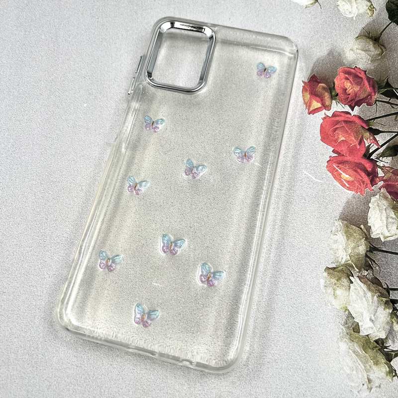 قاب گوشی Galaxy A12 / Galaxy M12 سامسونگ Luxury Case سوپر شاین لنز Silver پروانه رنگی کد 459378 - Image 2