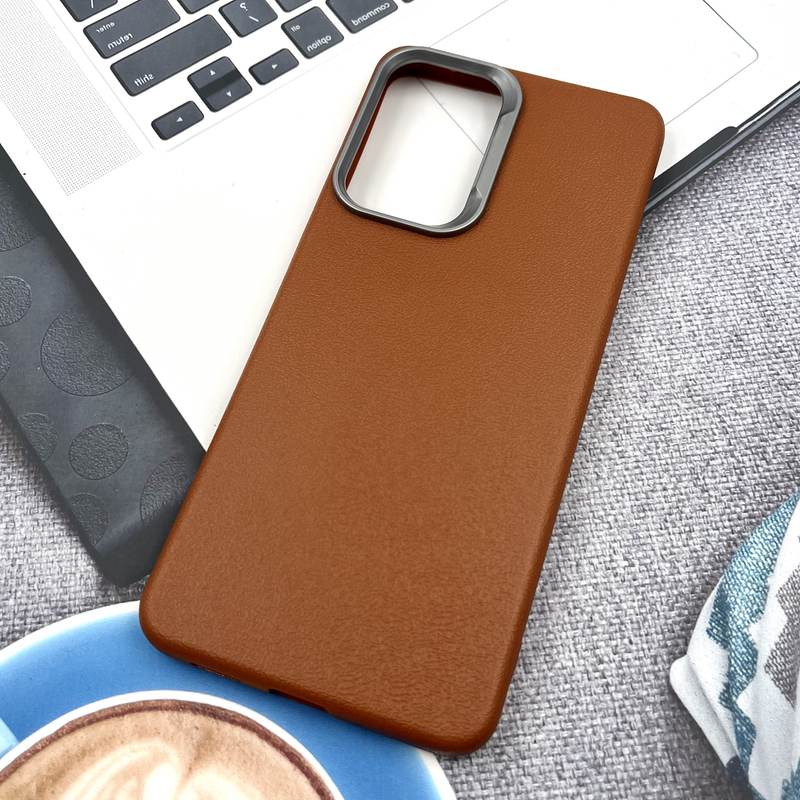 قاب گوشی Galaxy A33 سامسونگ Texture سیلیکونی Leather Case لنز کرومی عسلی کد 464249 - Image 2