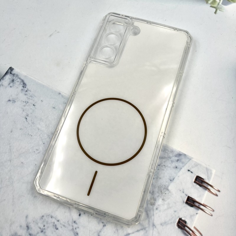 قاب گوشی Galaxy S21 FE سامسونگ Clear Cover طرح مگ سیف Magsafe ایربگ دار ضد ضربه سفید محافظ لنز دار کد 464686 - Image 2