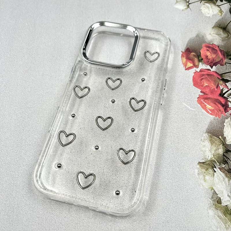 قاب گوشی iPhone 16 Pro آیفون Luxury Case سوپر شاین لنز Silver قلب کد 477019 - Image 2