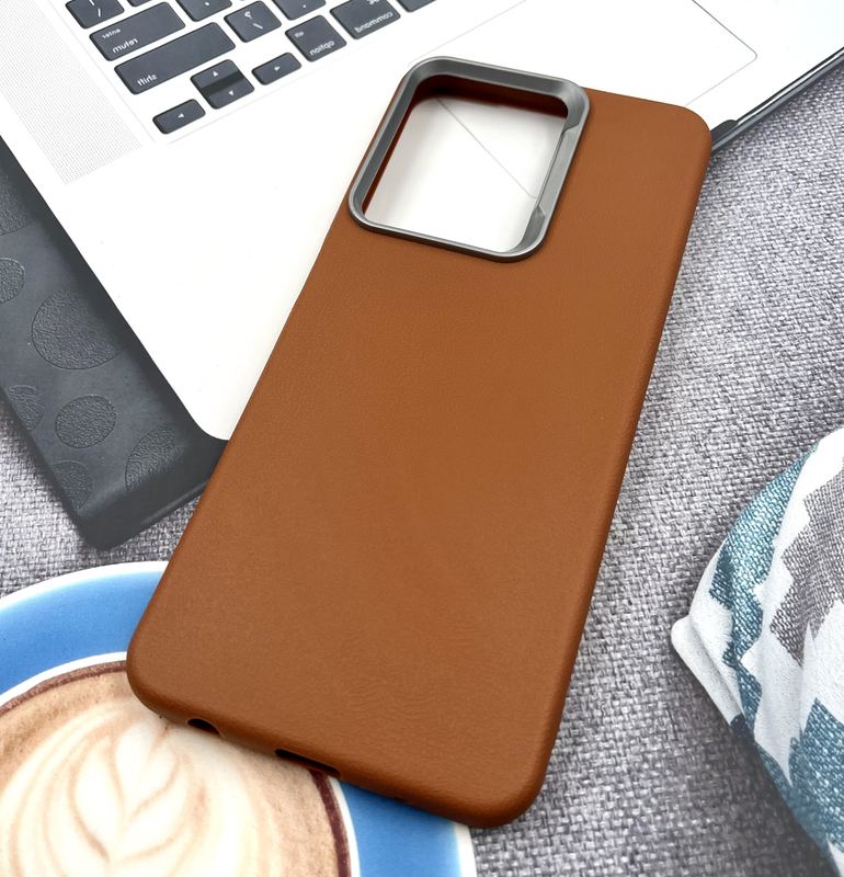 قاب گوشی Redmi A5 / Poco C71 شیائومی Texture سیلیکونی Leather Case لنز کرومی عسلی کد 477702 - Image 2