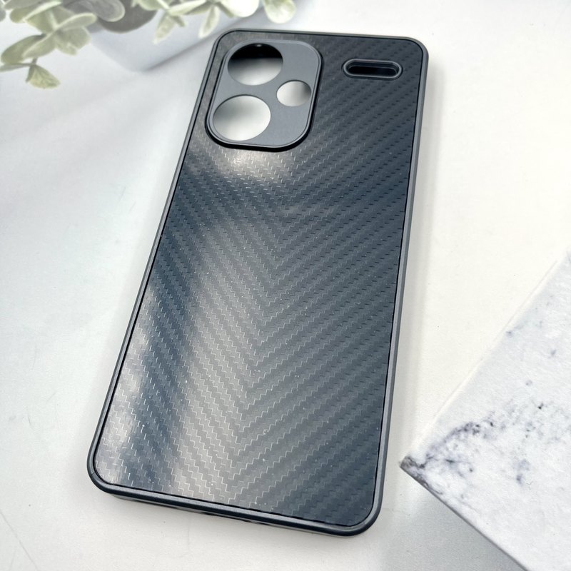 قاب گوشی Redmi Note 13 Pro Plus شیائومی PVD CASE طرح کربن کلاسیک محافظ لنز دار سرمه ای کد 479666 - Image 2