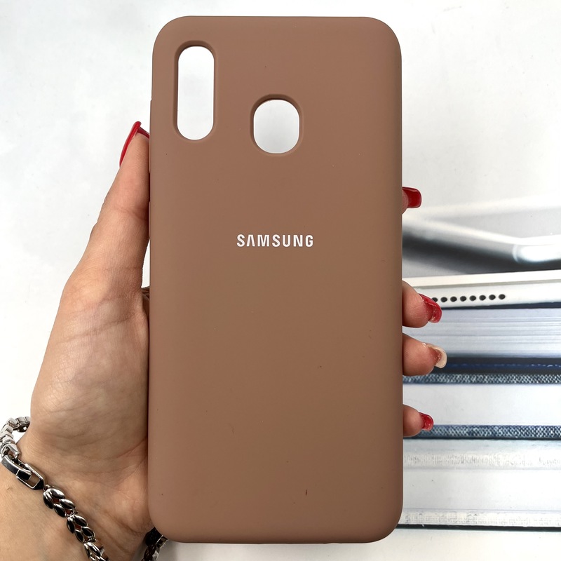قاب گوشی Galaxy A20 / A30 سامسونگ سیلیکونی پاک کنی اورجینال داخل پارچه ای موکا محافظ لنز دار کد 487949