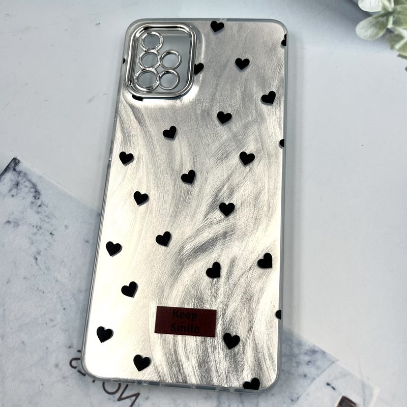 قاب گوشی Galaxy A51 سامسونگ Brush Cover اطلسی Silver محافظ لنز دار طرح قلب کد 492393 - Image 2