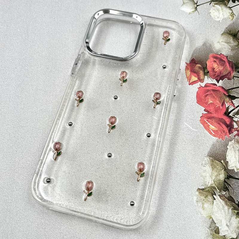 قاب گوشی iPhone 14 Pro Max آیفون Luxury Case سوپر شاین لنز Silver گل رز کد 496472 - Image 2