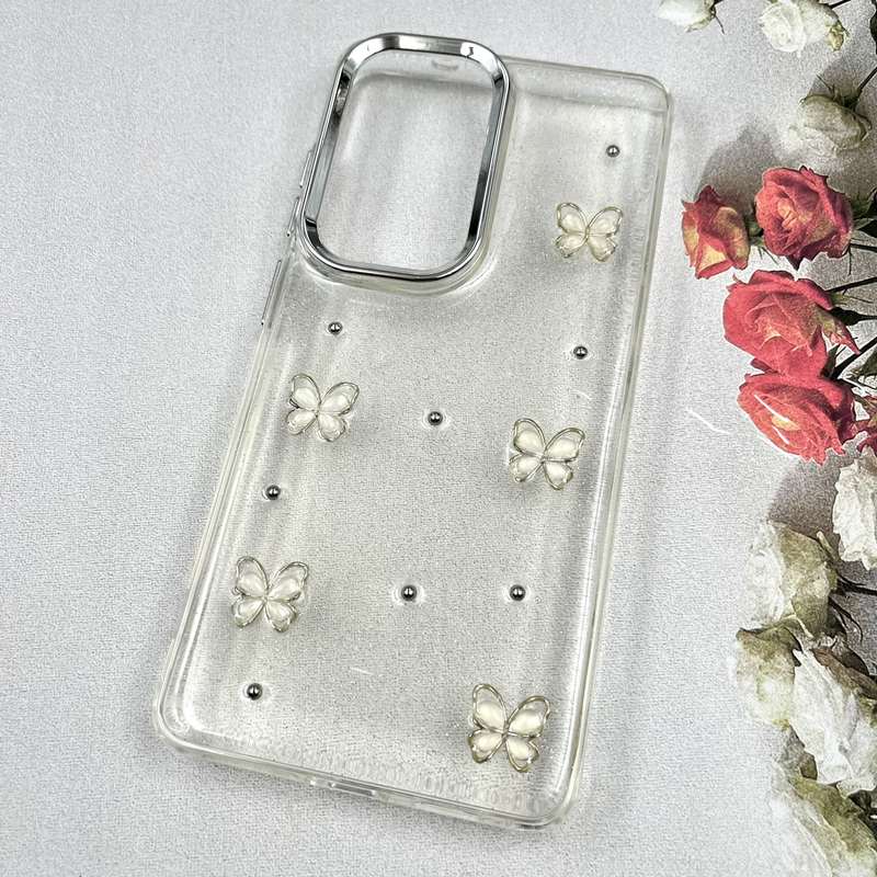 قاب گوشی Galaxy S26 Ultra سامسونگ Luxury Case سوپر شاین لنز Silver پروانه سفید کد 503251 - Image 2