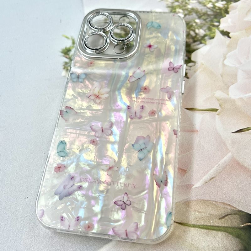 قاب گوشی iPhone 16 Pro Max آیفون iCe Case پینترستی طرح گل یخی ضد ضربه محافظ لنز دار سواروسکی گلسی کد 527838 - Image 2