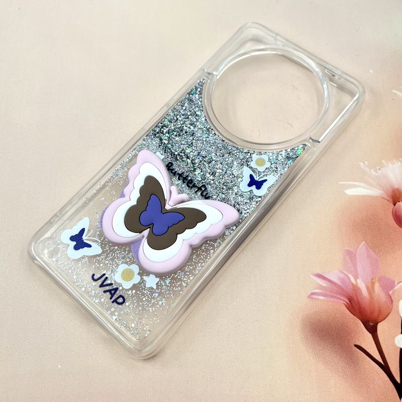 قاب گوشی Redmi A3 / Redmi A3x شیائومی Glitter Case آکواریومی شفاف عروسکی برجسته اکلیلی طرح پروانه کد 530698 - Image 2