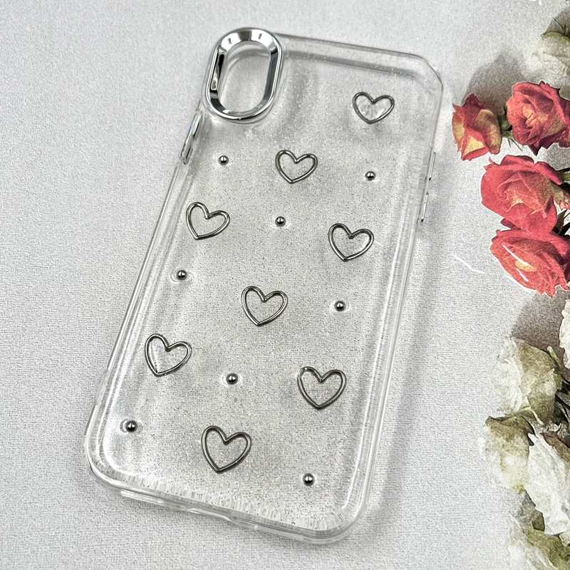 قاب گوشی iPhone X / iPhone XS آیفون Luxury Case سوپر شاین لنز Silver قلب کد 534456 - Image 2