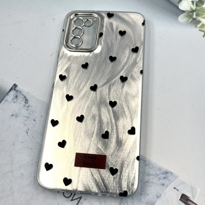 قاب گوشی Galaxy A02S / Galaxy A03S سامسونگ Brush Cover اطلسی Silver محافظ لنز دار طرح قلب کد 542149 - Image 2