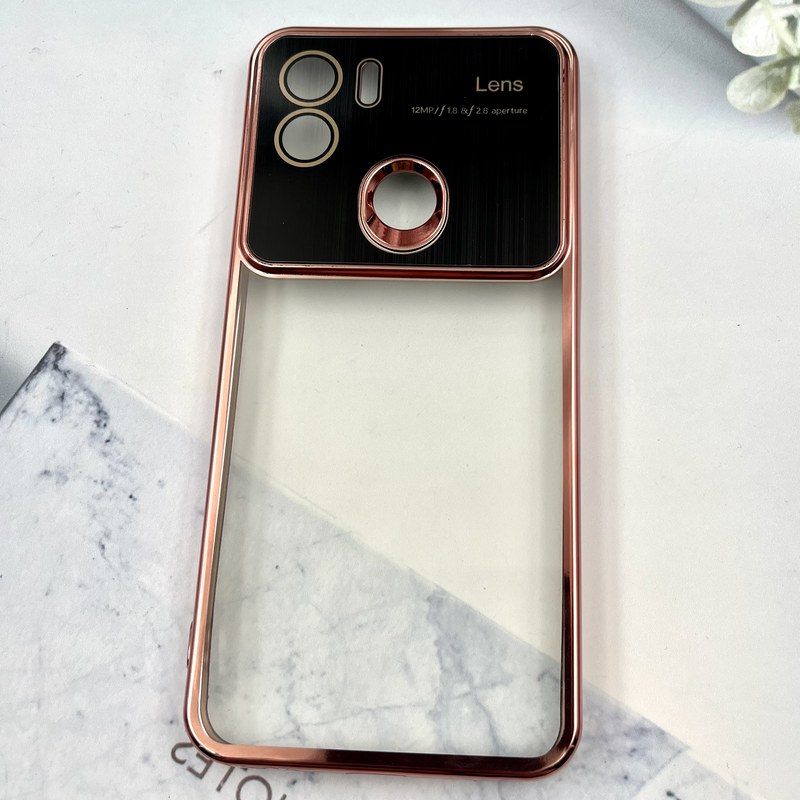 قاب گوشی Redmi A1 Plus / Redmi A2 Plus / Poco C50 شیائومی Camera Lens شفاف محافظ لنز دار گلسی دور بژ کد 548619 - Image 2