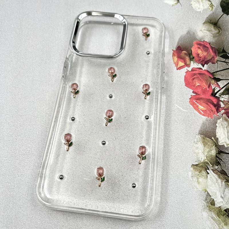 قاب گوشی iPhone 15 Pro Max آیفون Luxury Case سوپر شاین لنز Silver گل رز کد 562150 - Image 2