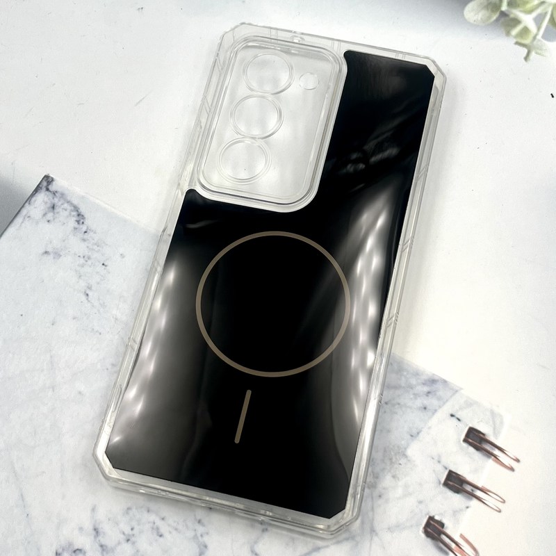 قاب گوشی Redmi 15 4G شیائومی Clear Cover طرح مگ سیف Magsafe ایربگ دار ضد ضربه مشکی محافظ لنز دار کد 562932 - Image 2