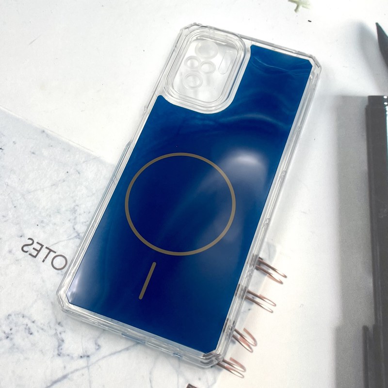 قاب گوشی Redmi Note 10 4G / Redmi Note 10S / Poco M5S شیائومی Clear Cover طرح مگ سیف Magsafe ایربگ دار ضد ضربه سرمه ای محافظ لنز دار کد 569519 - Image 2