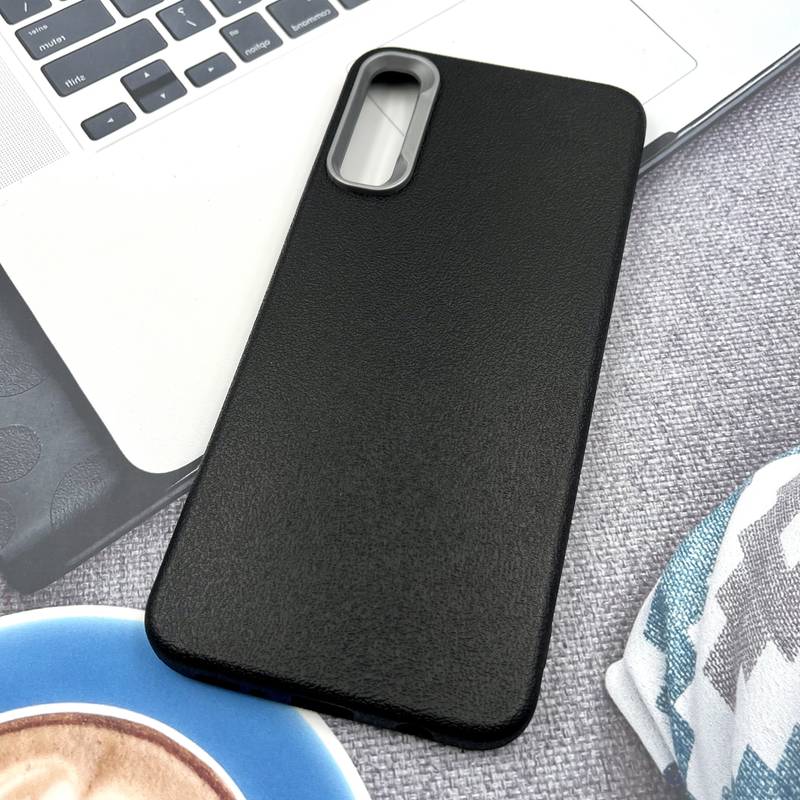 قاب گوشی Galaxy A30S / Galaxy A50S / Galaxy A50 سامسونگ Texture سیلیکونی Leather Case لنز کرومی مشکی کد 578107 - Image 2
