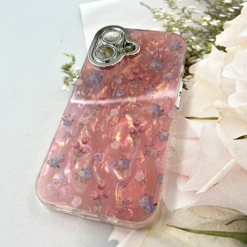 قاب گوشی iPhone 17 آیفون iCe Case پینترستی طرح گل یخی ضد ضربه محافظ لنز دار سواروسکی گلسی کد 579031 - Image 2