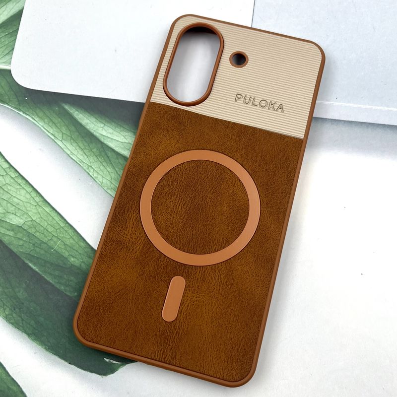 قاب گوشی Redmi 13C / Poco C65 شیائومی Leather Cover مگ سیف Magsafe اورجینال لوکس کلاسیک عسلی کد 579751 - Image 2