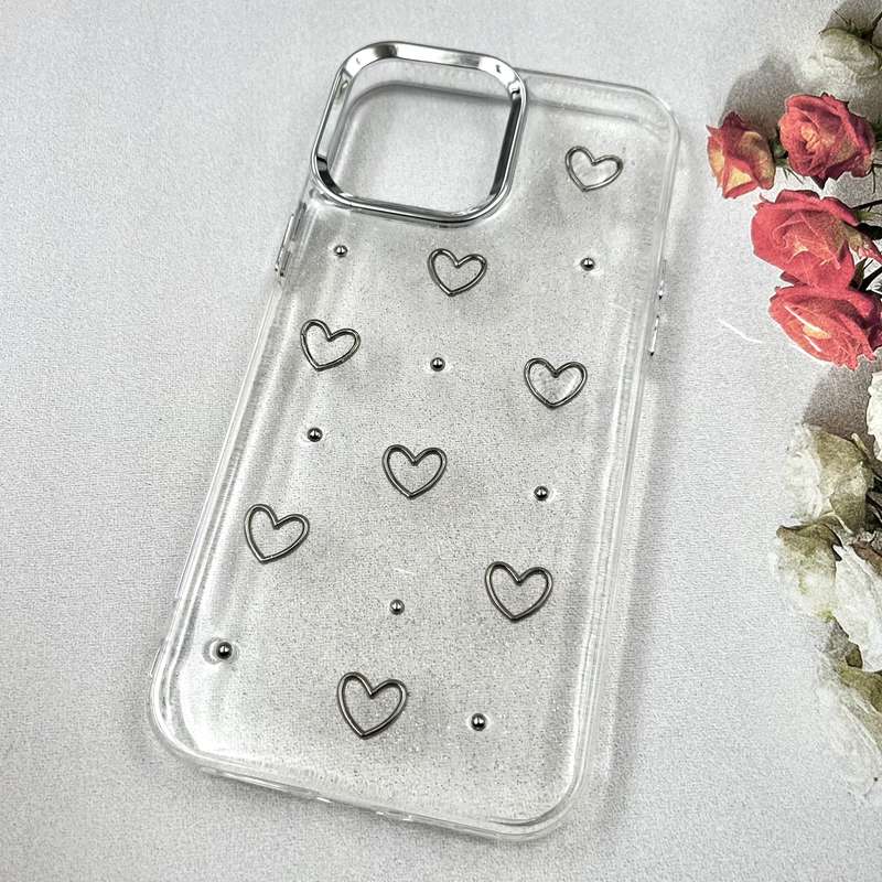 قاب گوشی iPhone 13 Pro Max آیفون Luxury Case سوپر شاین لنز Silver قلب کد 588523 - Image 2