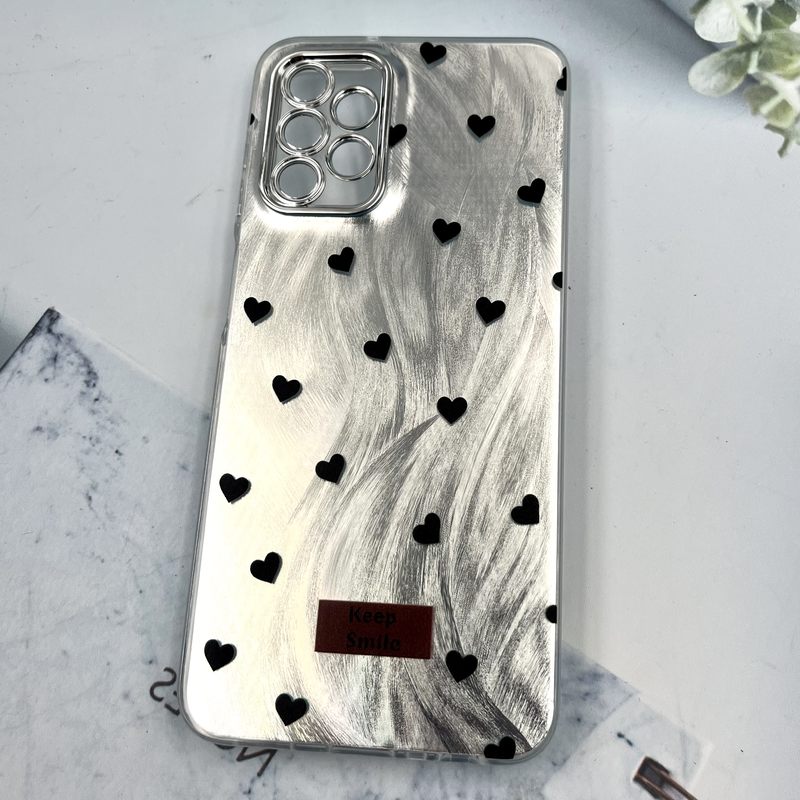 قاب گوشی Galaxy A13 4G / Galaxy A04S سامسونگ Brush Cover اطلسی Silver محافظ لنز دار طرح قلب کد 589875 - Image 2