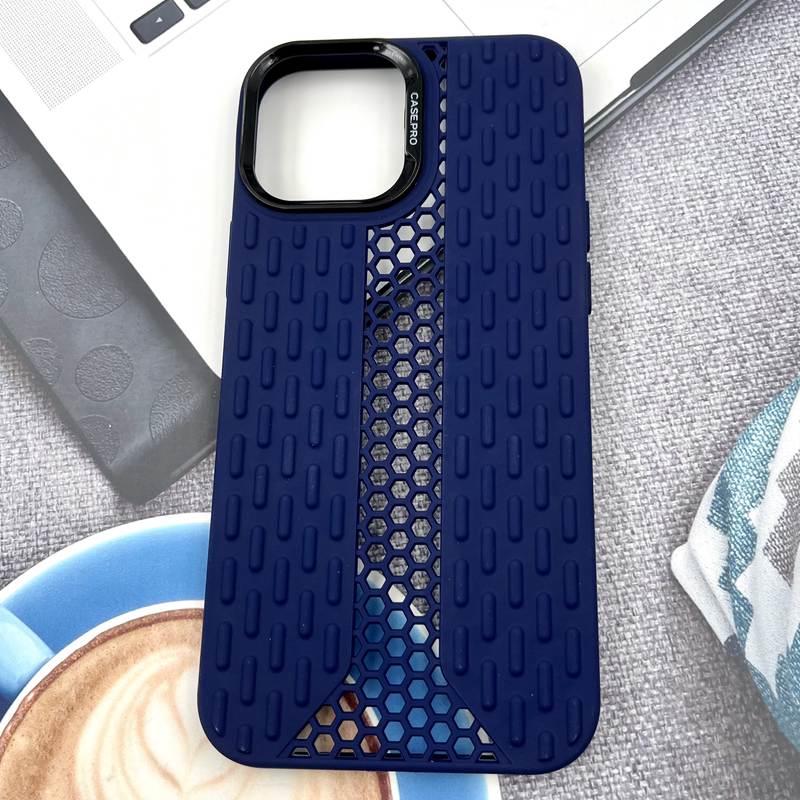 قاب گوشی iPhone 12 Pro Max آیفون Honeycomb Case سیلیکونی طرح کندویی لنز برجسته ضد ضربه سرمه ای کد 593597 - Image 2