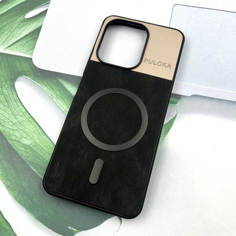 قاب گوشی Redmi 13 / Redmi 13x / Poco M6 4G شیائومی Leather Cover مگ سیف Magsafe اورجینال لوکس کلاسیک مشکی کد 594197 - Image 2