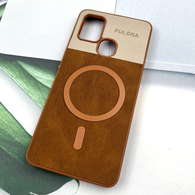 قاب گوشی Galaxy A21S سامسونگ Leather Cover مگ سیف Magsafe اورجینال لوکس کلاسیک عسلی کد 594760 - Image 2