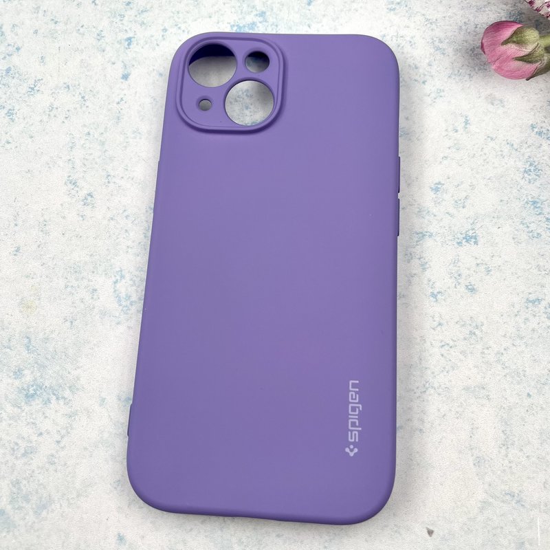 قاب گوشی iPhone 15 آیفون سیلیکونی Spigen اورجینال داخل پارچه ای محافظ لنز دار یاسی کد 604837 - Image 2