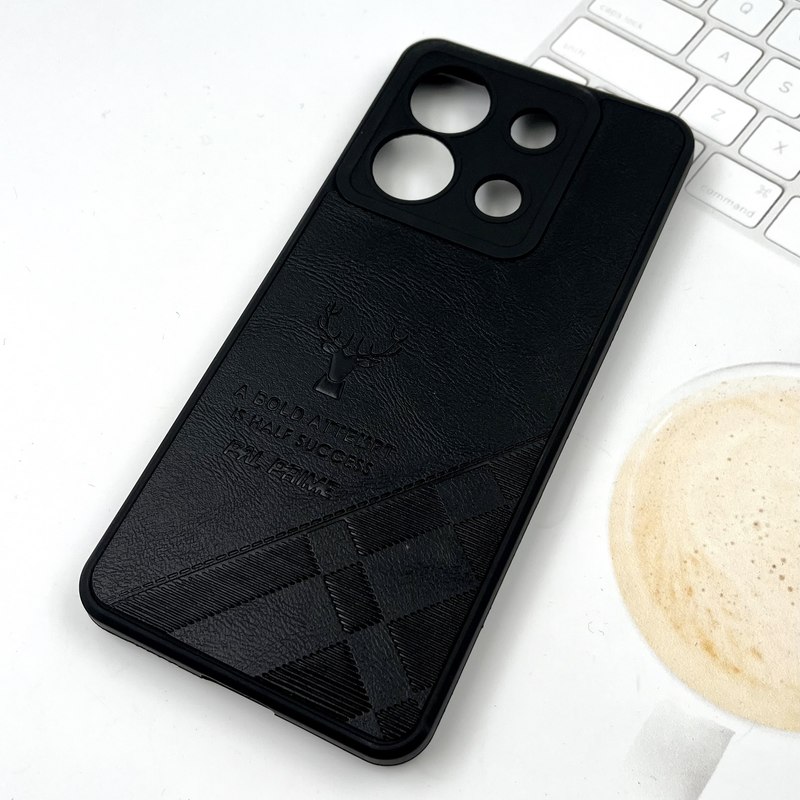 قاب گوشی Redmi Note 13 Pro 5G / Poco X6 شیائومی چرمی ژله ای طرح گوزنی DEER محافظ لنز دار ایربگ دار مشکی کد 614146 - Image 2