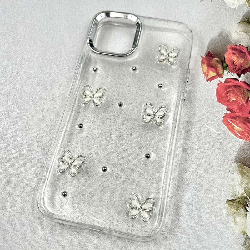 قاب گوشی iPhone 11 Pro آیفون Luxury Case سوپر شاین لنز Silver پروانه سفید کد 621025 - Image 2