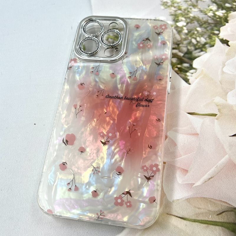 قاب گوشی iPhone 13 Pro Max آیفون iCe Case پینترستی طرح گل یخی ضد ضربه محافظ لنز دار سواروسکی گلسی کد 625909 - Image 2