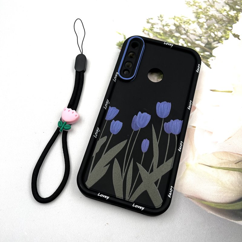 قاب گوشی Huawei Y7P هوآوی Strap Case سیلیکونی سولید ضد ضربه همراه بند مچی محافظ لنز دار طرح گل کد 627714 - Image 2