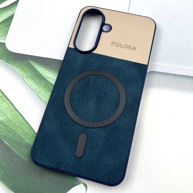 قاب گوشی Galaxy A37 سامسونگ Leather Cover مگ سیف Magsafe اورجینال لوکس کلاسیک سرمه ای کد 635192 - Image 2
