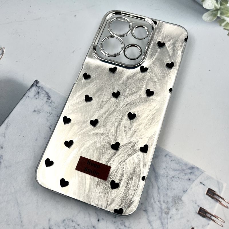 قاب گوشی Redmi 15C / Poco C85 شیائومی Brush Cover اطلسی Silver محافظ لنز دار طرح قلب کد 639639 - Image 2