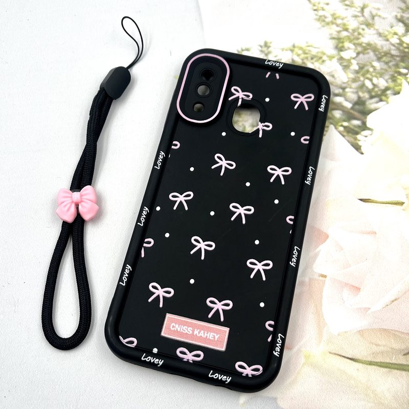 قاب گوشی Galaxy A20 / A30 سامسونگ Strap Case سیلیکونی سولید ضد ضربه همراه بند مچی محافظ لنز دار طرح پاپیون کد 640665 - Image 2