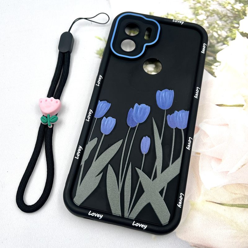 قاب گوشی Redmi A1 Plus / Redmi A2 Plus / Poco C50 شیائومی Strap Case سیلیکونی سولید ضد ضربه همراه بند مچی محافظ لنز دار طرح گل کد 641629 - Image 2