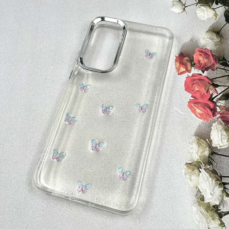 قاب گوشی Galaxy S24 FE سامسونگ Luxury Case سوپر شاین لنز Silver پروانه رنگی کد 644502 - Image 2
