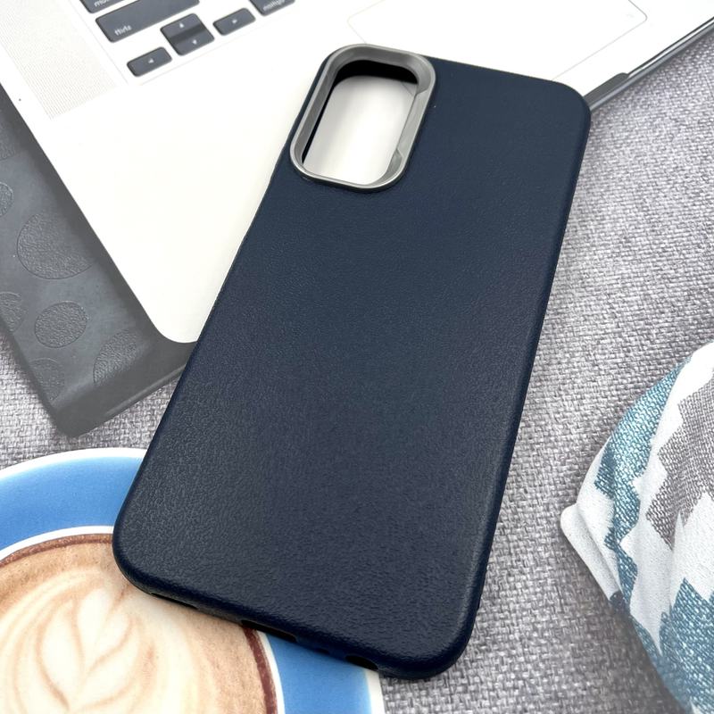 قاب گوشی Galaxy A15 سامسونگ Texture سیلیکونی Leather Case لنز کرومی سرمه ای کد 645409 - Image 2