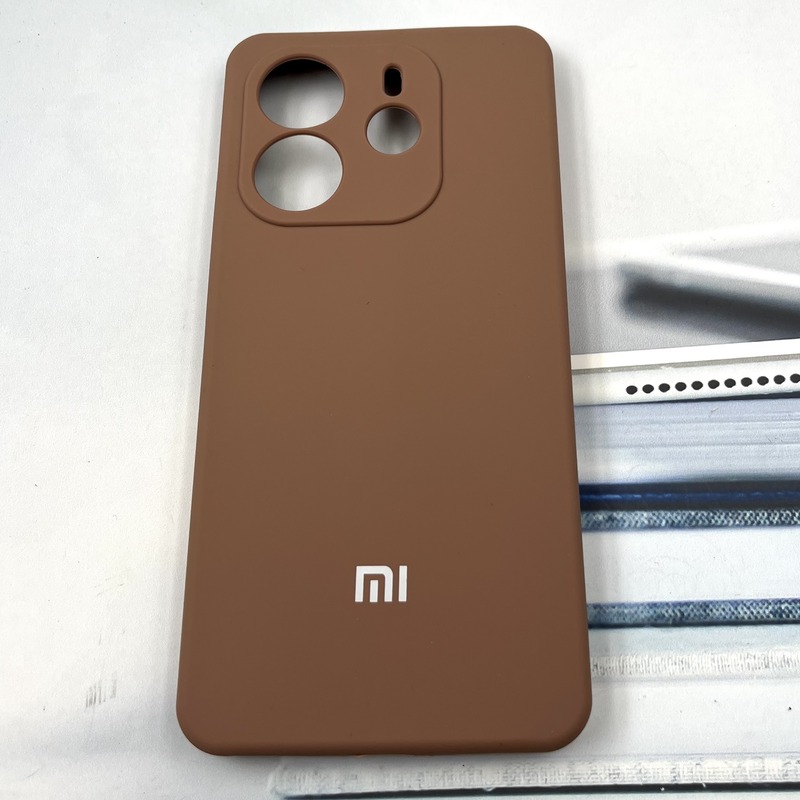 قاب گوشی Redmi Note 14 4G شیائومی سیلیکونی پاک کنی اورجینال داخل پارچه ای رنگ موکا محافظ لنز دار کد 647328 - Image 2