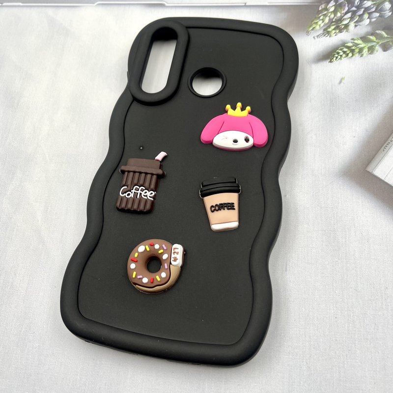 قاب گوشی Huawei P30 Lite هوآوی سیلیکونی منحنی ایربگ دار ضد ضربه عروسکی برجسته طرح Coffee مشکی کد 653641 - Image 2